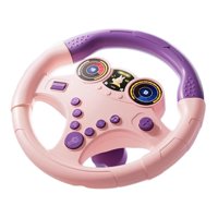 Magideal - Simulador De Aprendizaje De Conducción Para Niños, Portátil, Para Niños A Partir De 3 Años, Giratorio 360 Degree, Con Efectos De Sonido De Vehículos, Juguet Base Pequeña Rosa