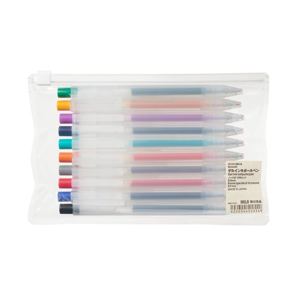 Set de 10 bolígrafos de gel MUJI 0,5 mm (Japón)