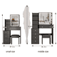 thumbnail image 1 of 37" Left Bedside LED Dressing Table + Cushioned Stool, Large Sliding, Touch Control, 3-color Switching Mirror, Multi Layer High Capacity Storage Fashion Makeup Vanity Set, EPA, GCC, UL Certificate, 1 of 3