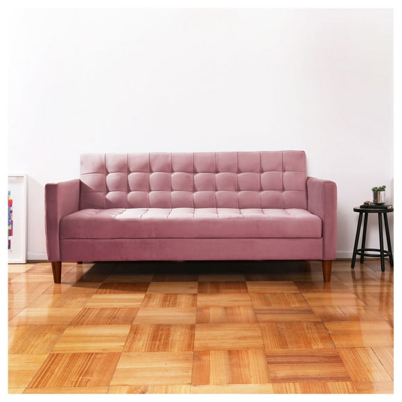 Futón Sofá Cama Genova Tela Velvet Palo Rosa