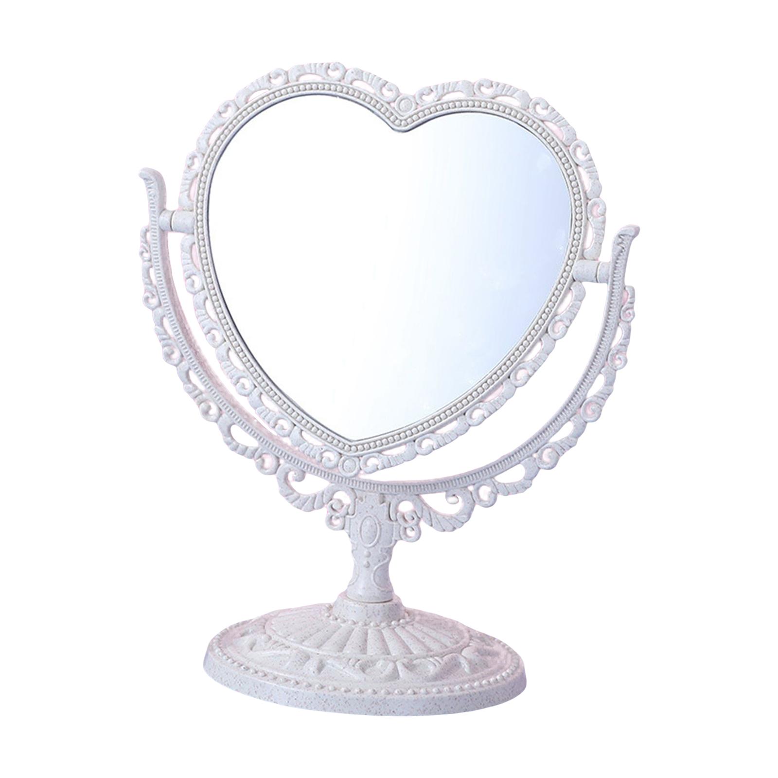 Ioensy - Espejo De Maquillaje De Escritorio Retro Europeo Para Encimera Dormitorio Escritorio Corazón Beige