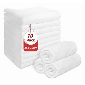 Genérica - Pack 10 Toallas Blanco Microfibras 35*75Cm Para Peluquería Barberia