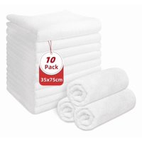 Genérica - Pack 10 Toallas Blanco Microfibras 35*75Cm Para Peluquería Barberia