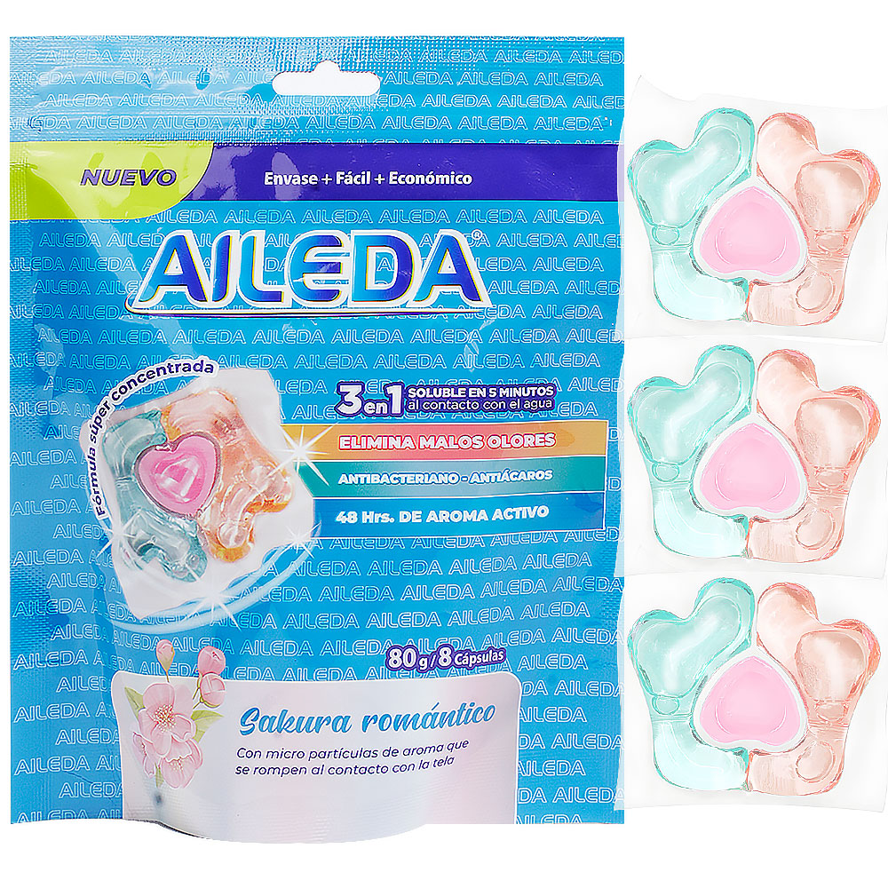 Detergente En Capsulas Premium Aileda Para Viajes 8 Unidades Sakura