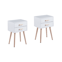 Habita2 Chile - Pack 2 Veladores Minimalista Eames Twin Blanco Doble Cajon - Mesa De Noche