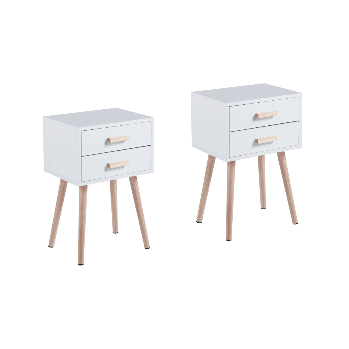 Habita2 Chile - Pack 2 Veladores Minimalista Eames Twin Blanco Doble Cajon - Mesa De Noche