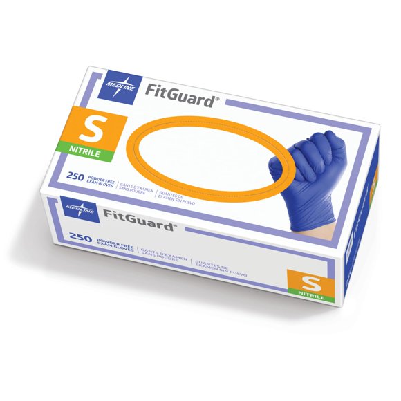 Guantes de examen Medline FitGuard Nitrile Small Azul Oscuro 250u