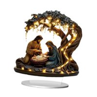 Magideal - Nacimiento Escena Decorativa Navidad Adorno Natividad Acrílico Familiar Jesús Funcionalidad Minimalista Adecuado Para Coleccionistas Decoración Del