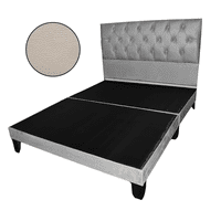 Mueblart - Base De Cama Con Respaldo A Piso 2 Plazas Beige Eco Cuero
