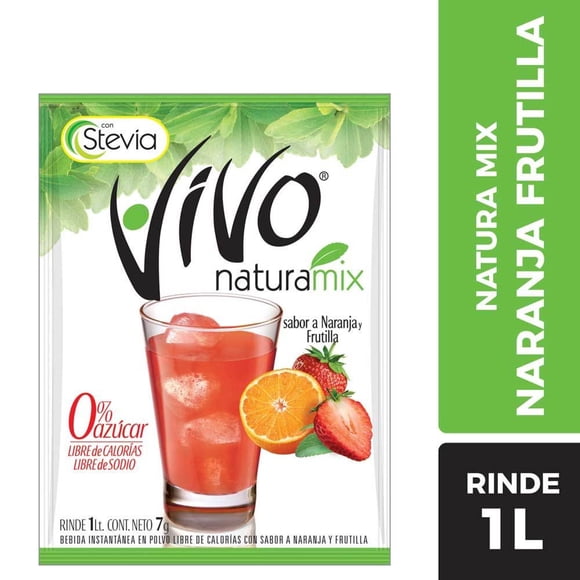 Refresco NaturaMix Naranja Frutilla 0% Azúcar Sobre, 7 g