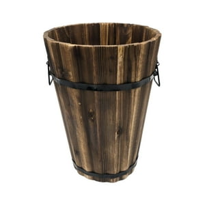Fliperex - Macetero De Madera Tipo Barril Largo Bajo Jardin Terraza L Cafe