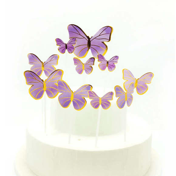 Topper Deco Mariposa Morado X10 Uni
