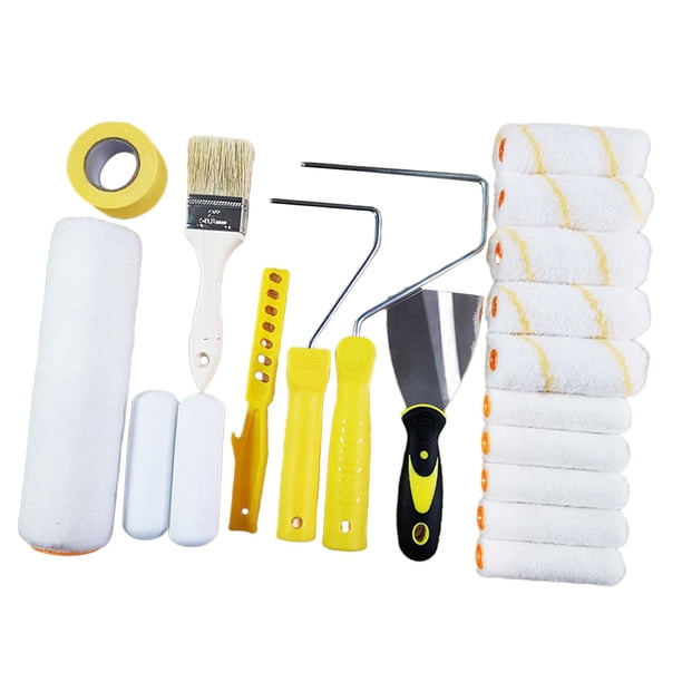 Rodillo de Pintura de Pared Siestas Herramientas de Pintura de 4 Pulgadas con Cubierta, Marco Y Cepillo Kit de Rodillo de Pintura para Oficina Vacacio , 19 piezas