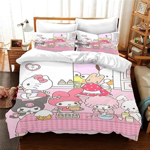 Cute Anime Cartoon Duvet Cover Set 3D Printed Lightweight and Comfortable Bedding 3-Piece Bedding for Boys and Girls Bedroom Decoration