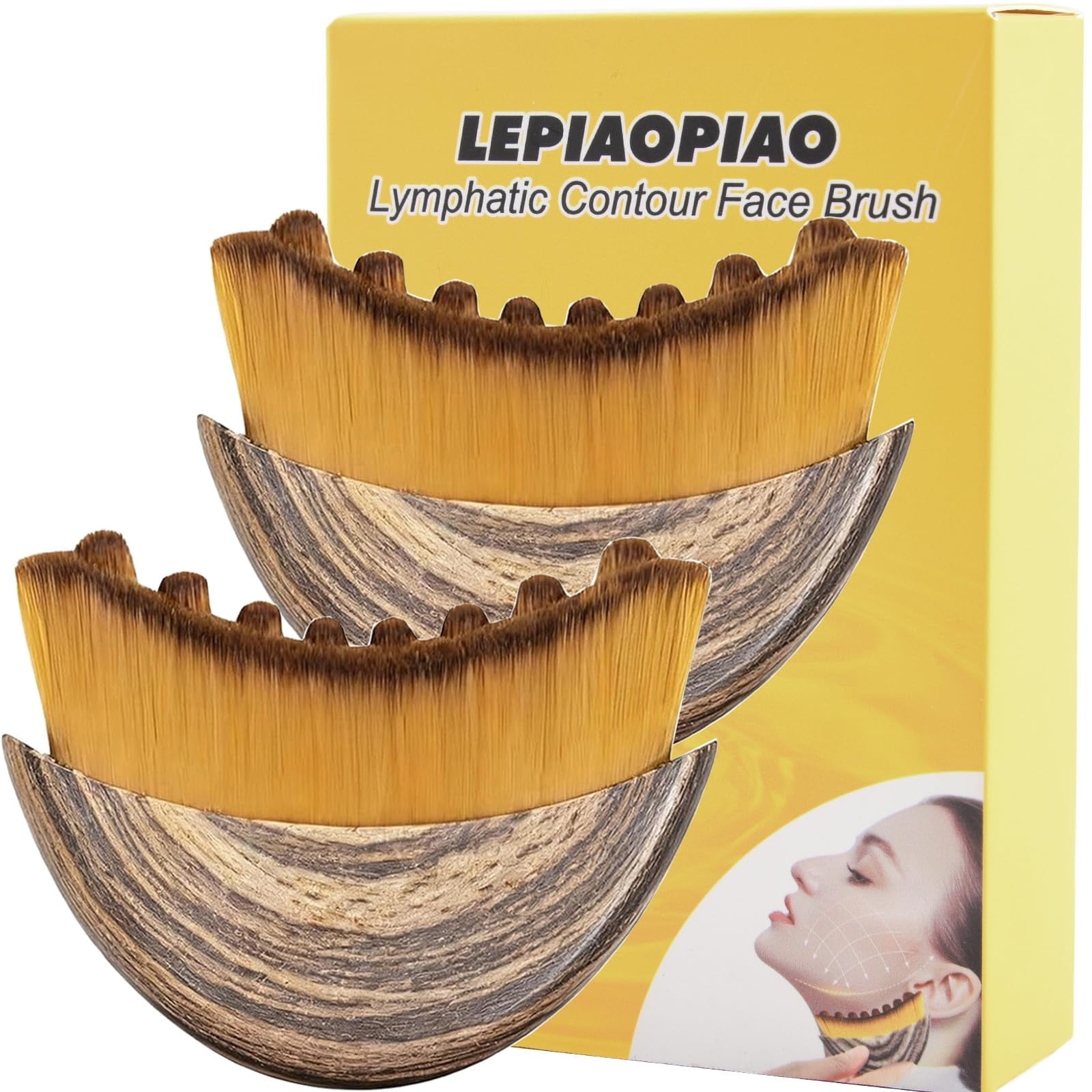 Cepillo Facial Para Contorno Linfático Lepiaopiao Con Funda De Viaje, 2 Unidades
