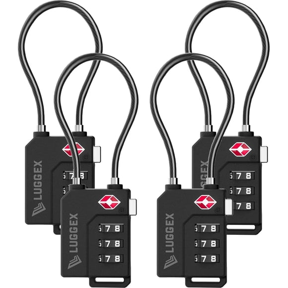 Candados TSA de Cable LUGGEX para Equipaje, 4 Piezas