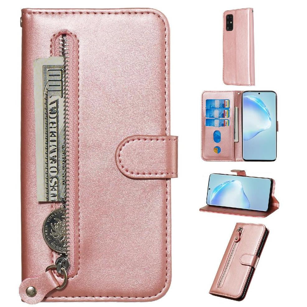Gangxun - Funda Con Cremallera Para Samsung Galaxy S20, Carcasa Cartera De Cuero Pu Con Soporte Y Tarjetero