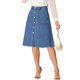 thumbnail image 5 of INSPIRE CHIC Falda de Mezclilla para Mujer Vuelta al Colegio Dobladillo Crudo Botones Abajo Línea A Midi Faldas de Jeans Azul S, 5 of 8