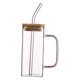 thumbnail image 2 of Taza De Leche De 400 Ml, Recipiente Para Bebidas, Cuadrado Transparente Para El Desayuno, Té, Agua, Jugo, Rosa, 2 of 3