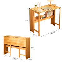 M&Ms - Bamboo Folding Desk, Space-Saving Computer Desk For Small Spaces, Foldable Study Table For Bedroom, Home Office, Dorm, Apartment, Natural Color