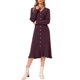 thumbnail image 2 of INSPIRE CHIC Vestido de Punto Acanalado para Mujer con Cuello en V y Manga Larga, Casual de Otoño Invierno con Dobladillo Plisado, Línea A, Midi, Talla S, Color Púrpura Oscuro, 2 of 6