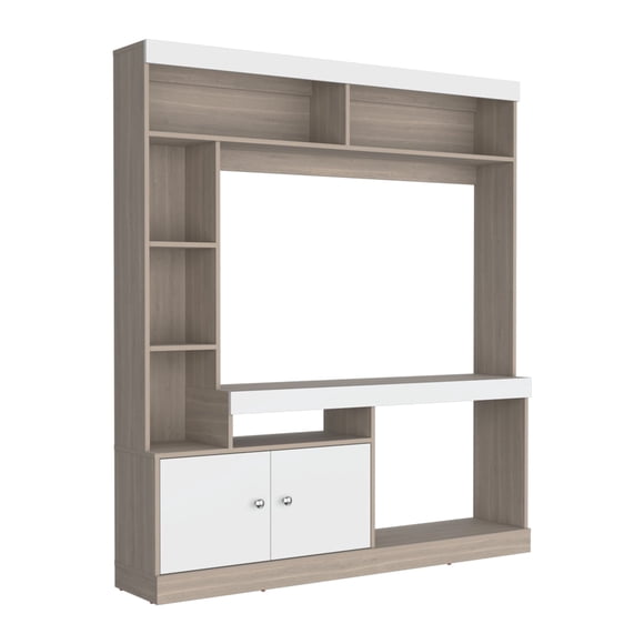 Estante Tv 52" 170,6X150X30,3 Cm Café Claro Y Blanco