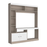 Fmfurniture - Estante Tv 52"" 170,6X150X30,3 Cm Café Claro Y Blanco