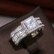 thumbnail image 2 of Elegant Square Cut Zircon Ring with Shiny Halo - Perfect for Weddings, Engagements, and Valentine's Day Jewelry, 2 of 4