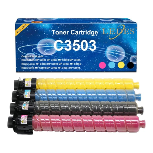 Cartucho de tóner LEDES MP C3503 C3003 de alto rendimiento – Pack de 4 (Negro, Cian, Magenta, Amarillo)