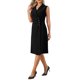 thumbnail image 4 of Vestido Envolvente con Cuello de Solapa para Mujer INSPIRE CHIC Sin Mangas Abertura Frontal Diseño Fruncido Lápiz Negro, 4 of 5