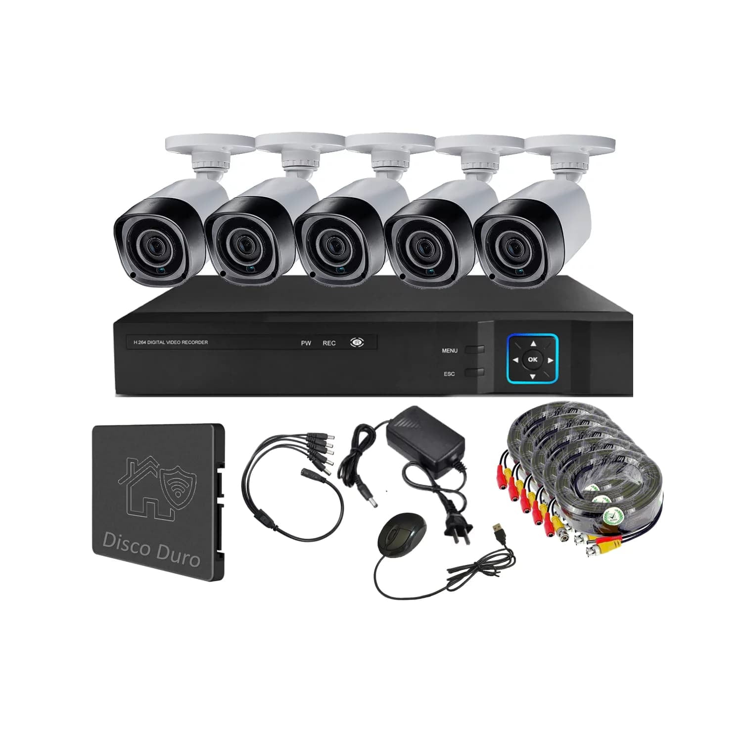 Vipa - Kit 5 Cámaras Seguridad Exterior Con Disco Duro E50ldd