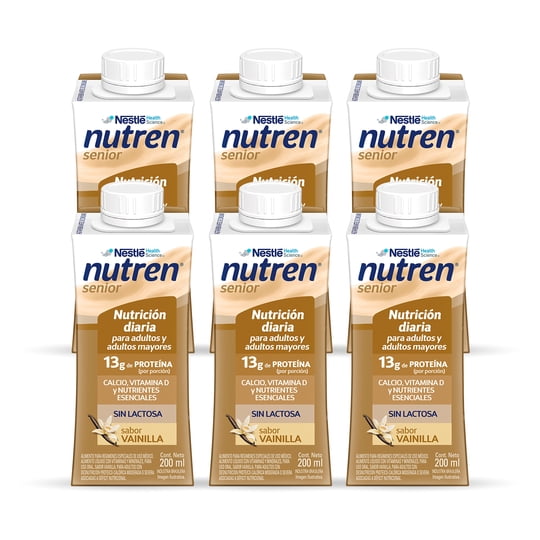 Pack 6 Nutren Senior Nestlé Vainilla 200ml Sin Lactosa
