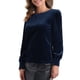 thumbnail image 4 of INSPIRE CHIC Blusa de Terciopelo de Invierno para Mujer con Cuello Redondo y Mangas Largas Abullonadas Casual Talla XL Azul Oscuro, 4 of 6