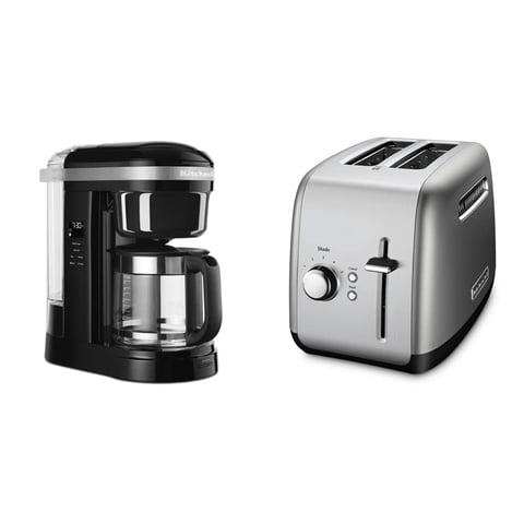 Cafetera Y Tostadora Kitchenaid Para 12 Tazas Y 2 Rebanadas, Color Plateado