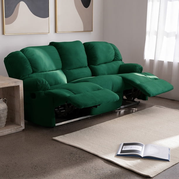 Bergere Perugia Reclinable 3 Cuerpos Tela Velvet Verde