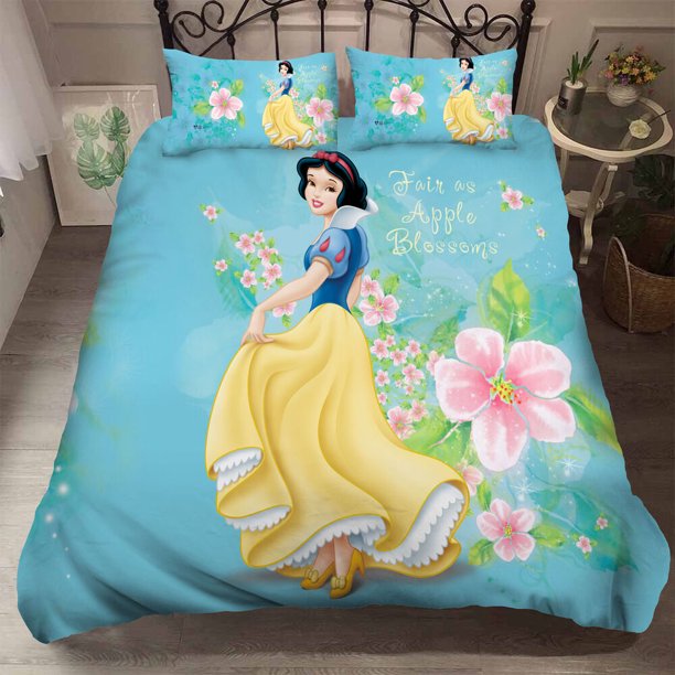Princesses quilt duvet cover pillowcase bedding set for girls3-Piece Bedding Set (1 Duvet Cover + 2 Pillow Shams)