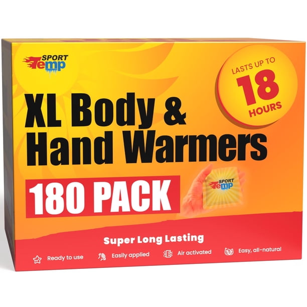 Calentadores para manos y cuerpo Sport Temp Large (paquete de 180), 18 horas de calor