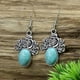 thumbnail image 1 of 1pair Boho Style Vintage Earrings with Turquoise - Ancient Silvery Design for Women and Girls, 1 of 5