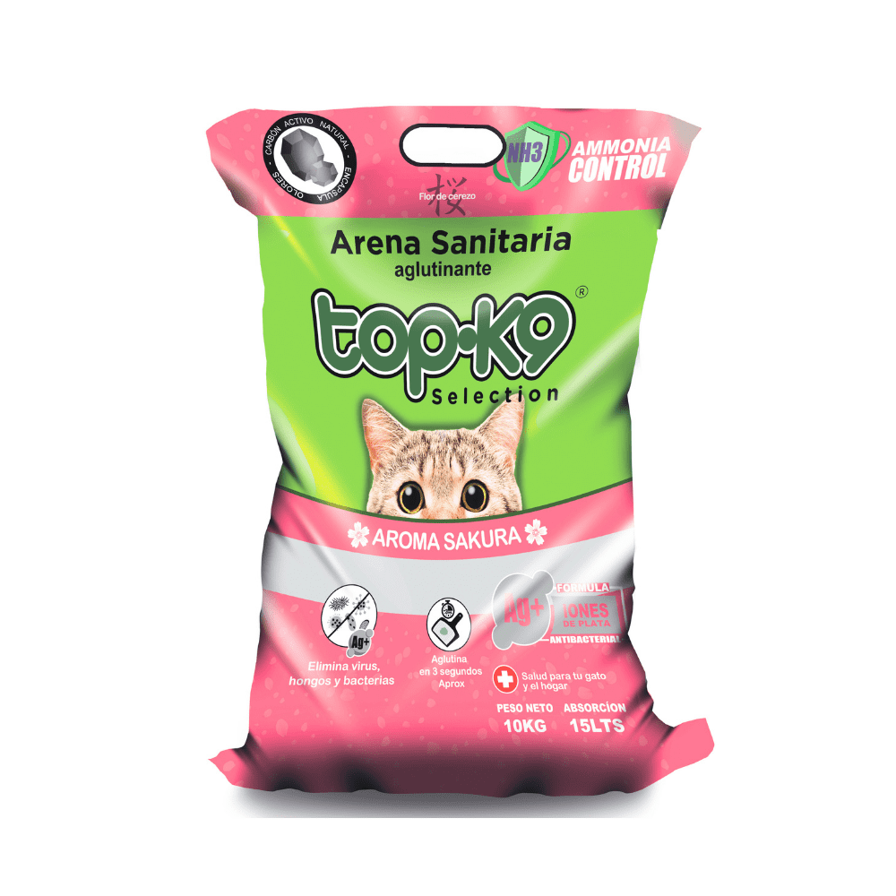 Topk-9 - Arena Sanitaria Aglutinante Iones De Plata 10 Kilos Sakura