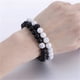thumbnail image 4 of Par Pulseras unisex para parejas de piedra ónix y howlita blanca, 4 of 7