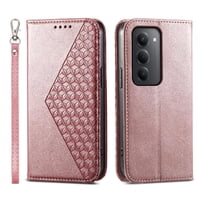 Funda Flip Foxdock Para Xiaomi Redmi 15 5G , Estilo Billetera Con Diseño Rombo, Correa De Mano Y Soporte, Uso Diario