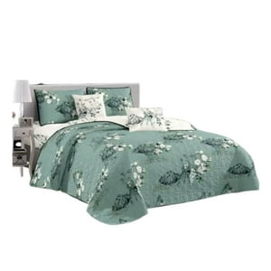 Genérico - Cubrecama Quilt Verano 1.5 Plazas - Verde Cláveles Kfl226