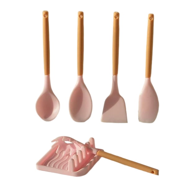 Juego de utensilios de cocina para casa de muñecas de 6 piezas 1/6, accesorios de cocina, montaje de decoración de cocina de bricolaje, suministros Mi Rosado