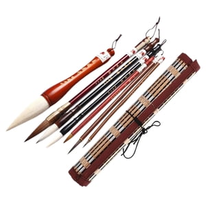 Magideal - Juego De Pinceles De Caligrafía China, Pinceles De Dibujo De Pintura Sumi Japonesa, Pincel De Escritura, Pincel De Arte Kanji, Con Soporte De Pincel 7 Piezas