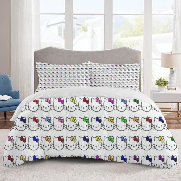 Hello kitty Bedding Sets Cartoon Duvet Cover Lightweight 3 Piece Bet Sets for Kids Boys Girls