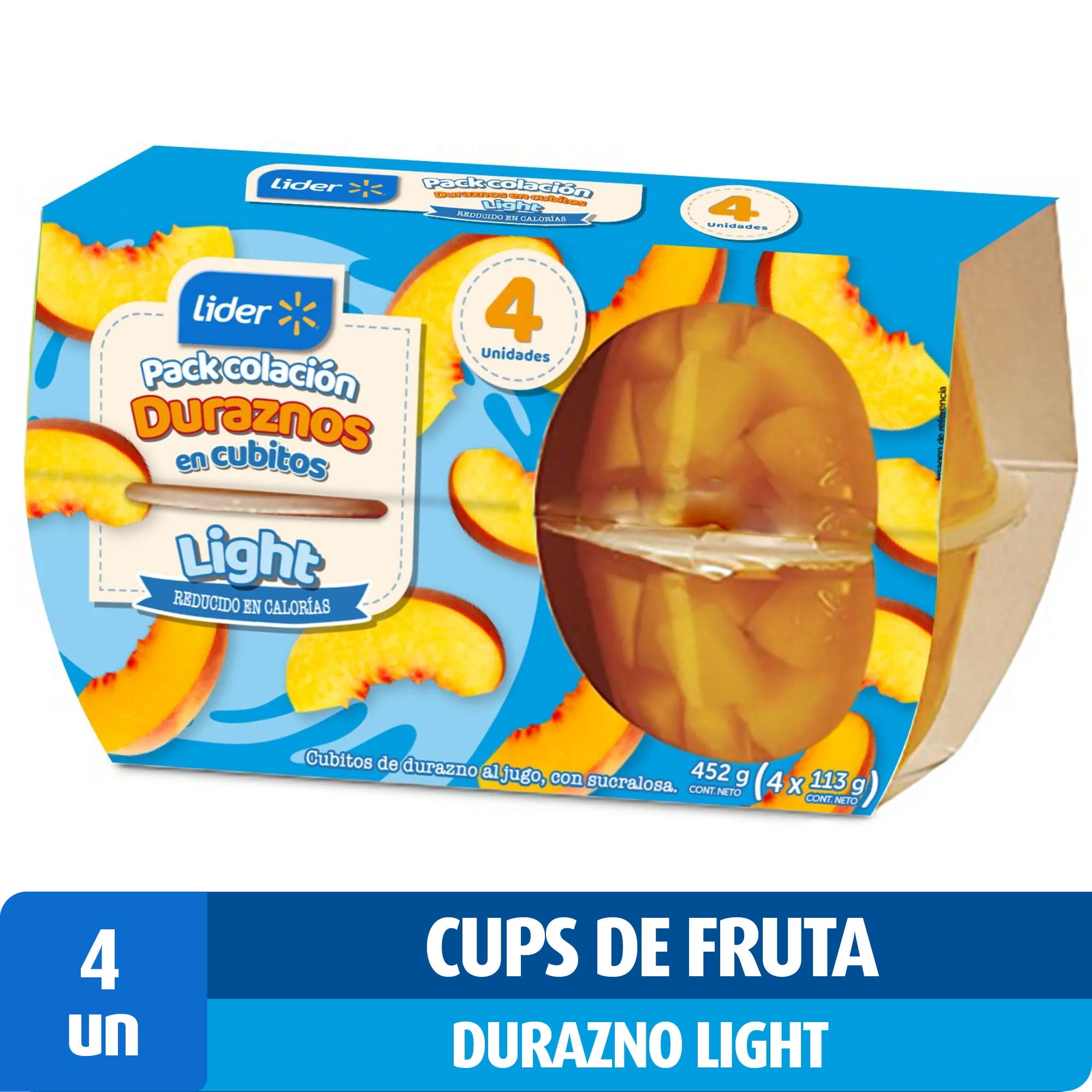 Pack Colación Duraznos En Cubos Light 1 Un Lider