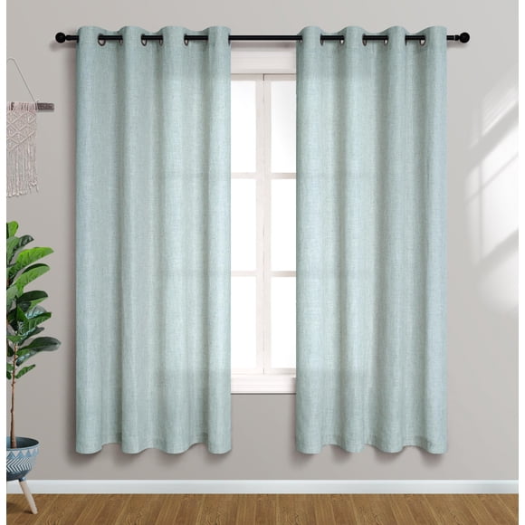 Cortinas Pitalk de lino semitransparente, 160 x 160 cm, color verde espuma