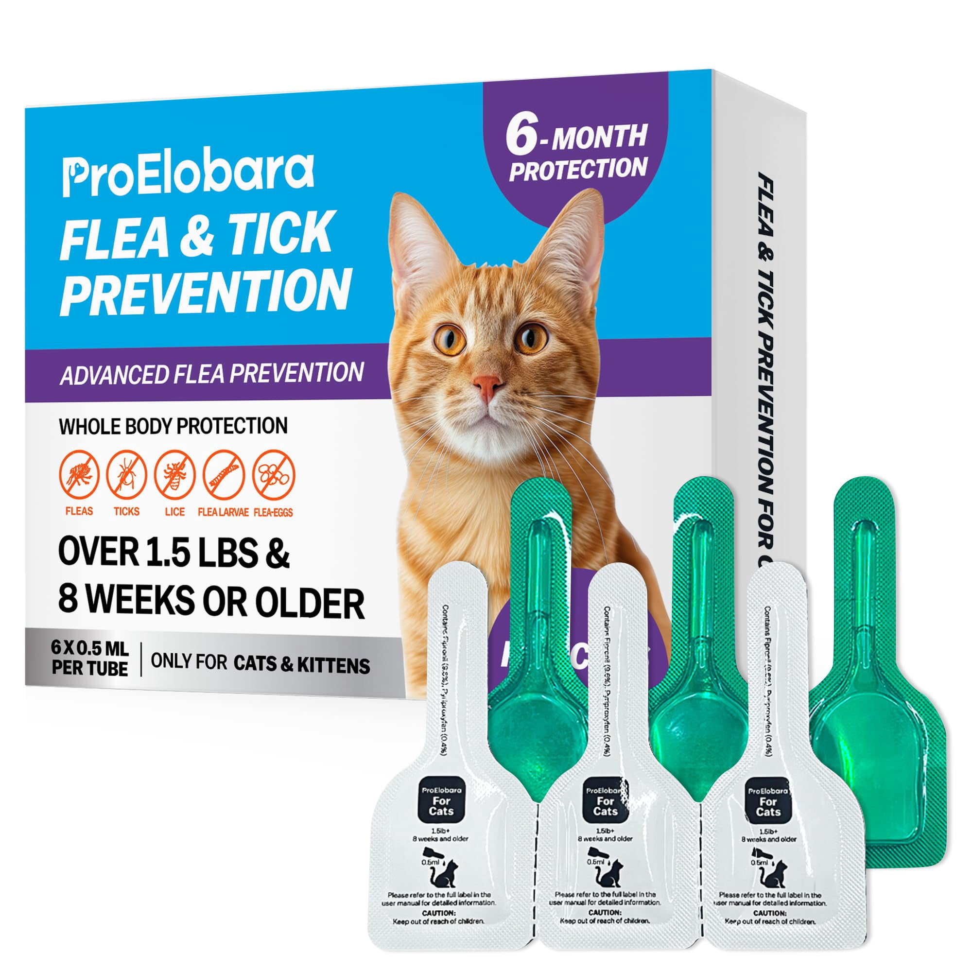 Tratamiento Contra Pulgas Y Garrapatas Para Gatos Y Gatitos Proelobara 6 Dosis