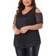 thumbnail image 4 of Agnes Orinda Blusas de Talla Grande para Mujeres con Lentejuelas Brillantes Hombro Descubierto Manga Corta Fiesta Blusas Básicas 1X Negro, 4 of 6