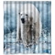 thumbnail image 1 of Cortina de ducha con diseño de oso polar caminando sobre el hielo, juego de cortinas de baño con ganchos, tamaño 66 x 72 pulgadas, 1 of 3